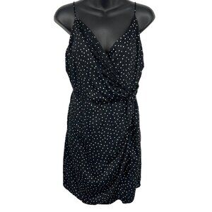 Volcom Madly Yours Dress Black Polka Dot Wrap Medium Modal Adjustable Strap New